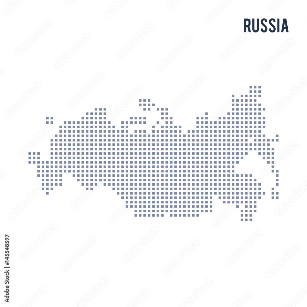 Vector pixel map of Russia isolated on white background