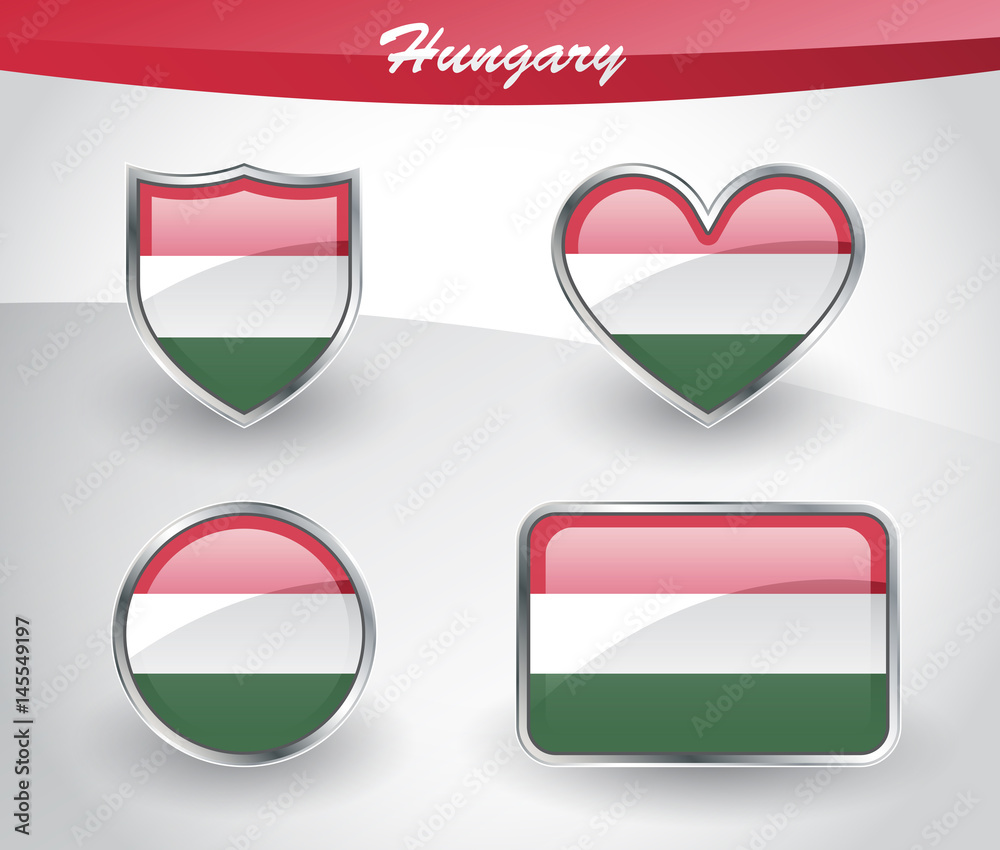 Glossy Hungary flag icon set Glossy Hungary flag icon set