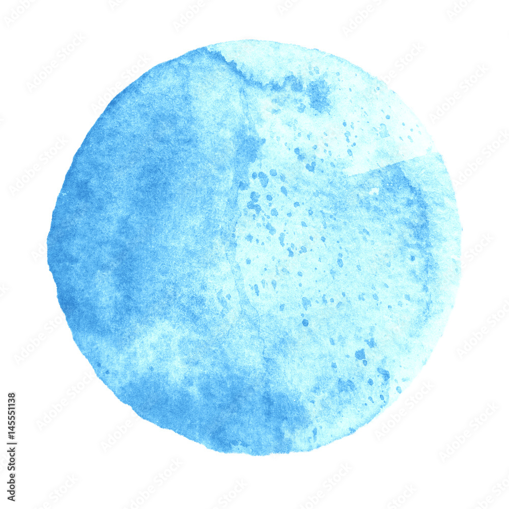Watercolor blue marina circle isolated on white Watercolor blue marina circle isolated on white