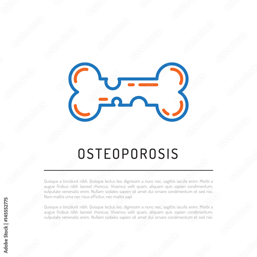 Vector logo bones which affected by osteoporosis, with a place for text. Vector banner on the topic of osteoporosis Vector logo bones which affected by osteoporosis, with a place for text. Vector banner on the topic of osteoporosis