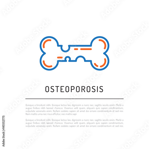 Vector logo bones which affected by osteoporosis, with a place for text. Vector banner on the topic of osteoporosis