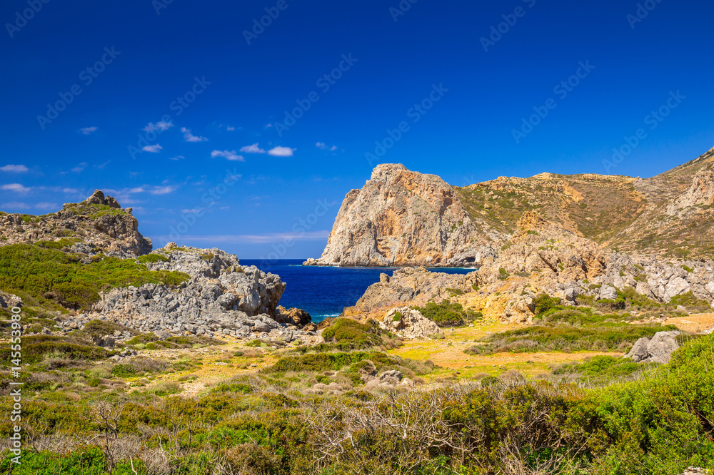Coastline of Falassarna on Crete, Greece