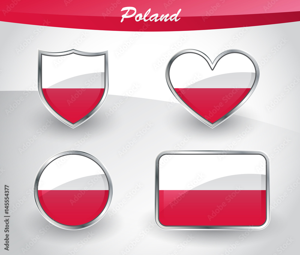 Glossy Poland flag icon set Glossy Poland flag icon set
