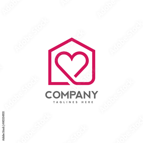 house and heart logo vector. home care logo vector, Heart love, love home family logo , royalty. Realty logo, mortgage. Real estate. Lawyer office. Development logo
