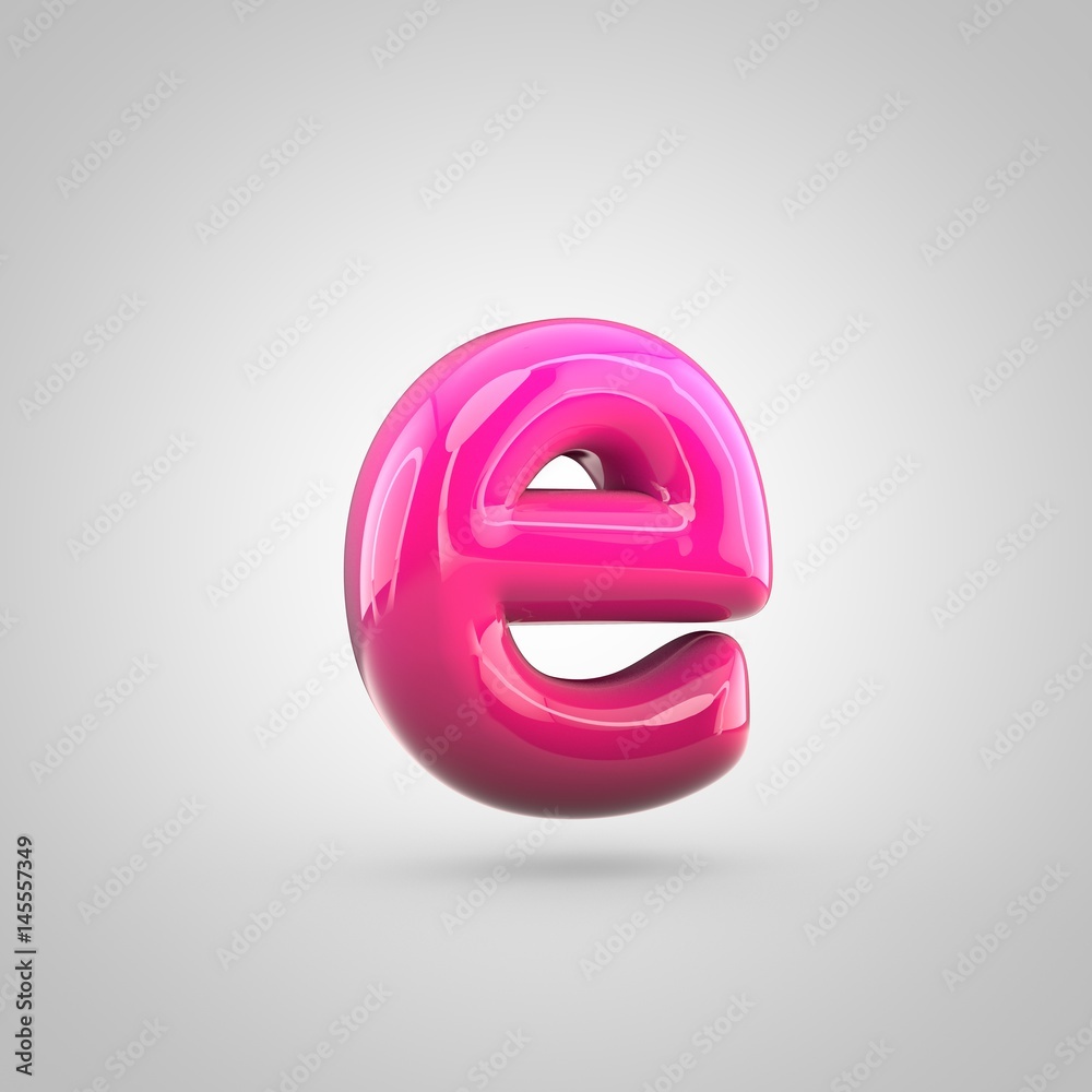 Glossy red and pink gradient paint alphabet letter E lowercase isolated on white background Glossy red and pink gradient paint alphabet letter E lowercase isolated on white background