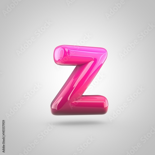 Glossy red and pink gradient paint alphabet letter Z lowercase isolated on white background