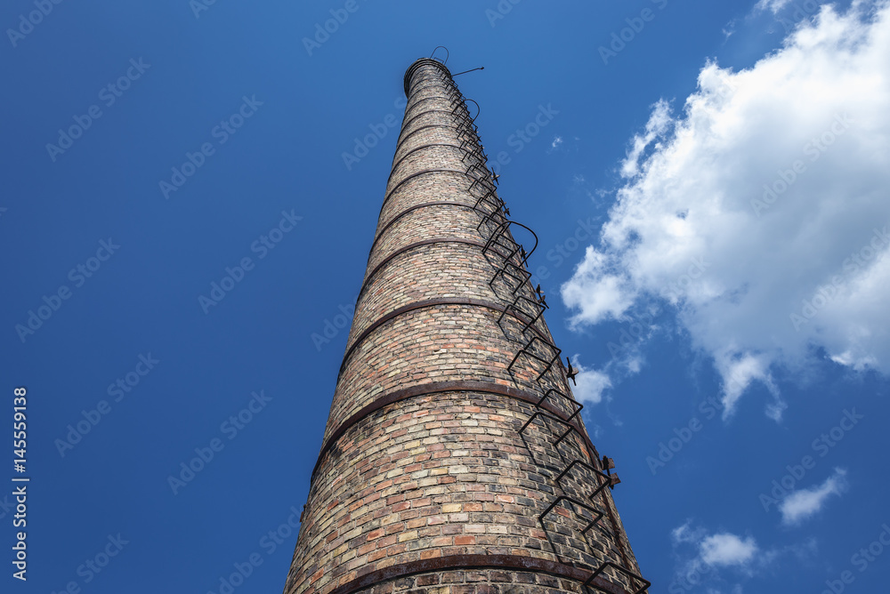 Old chimney in Skrunda ghost town, former USSR military base in Lativa