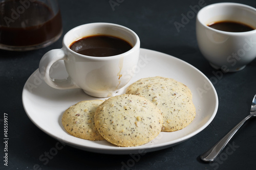 hot coffee with cookies