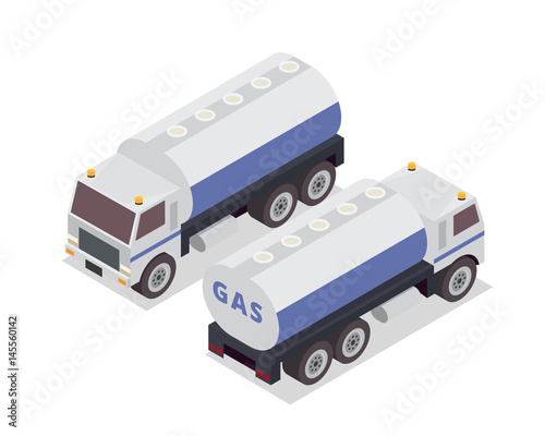 Modern Isometric Urban Vehicle Illustration Logo - Gas Tank Truck  