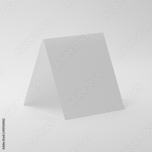 Blank Table Tent Mock-Ups On Isolated White Background, Table Tent For Your Design Presentation, 3D Illustration
