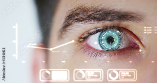 Obraz na plátně human being futuristic vision, vision and control and protection of persons, control and security in the accesses