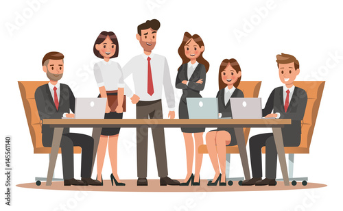 Set of business characters working in office. Vector illustration design photo