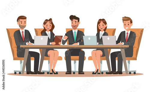 Set of business characters working in office. Vector illustration design no2
