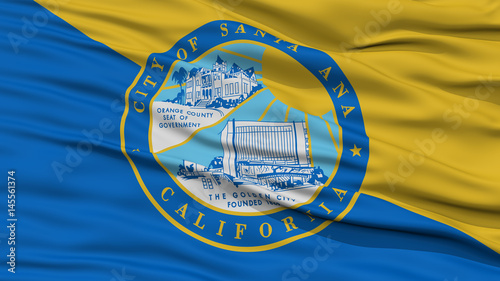 Closeup of Santa Ana City Flag, Waving in the Wind, California State, United States of America photo