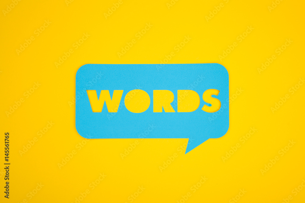 Words letters cut-out in a cloud Words letters cut-out in a cloud
