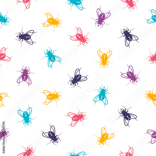Seamless flat colorful vector pattern - fly © Crazy nook
