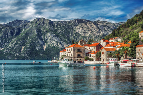 View of Perast city, Montenegro.