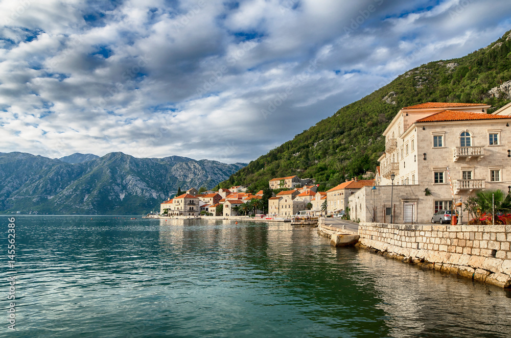 View of Perast city, Montenegro.