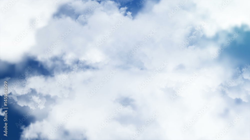 Obraz premium Flying through clouds. Computer graphic. 3D rendering