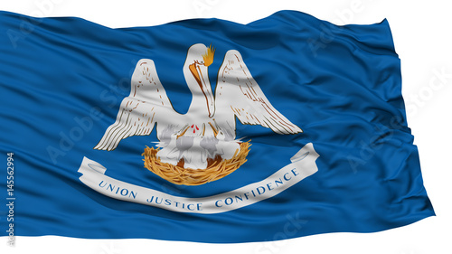 Isolated Louisiana Flag, USA state, Waving on White Background, High Resolution
