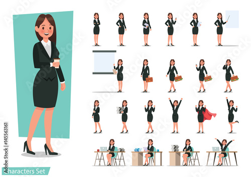 Set of Business woman character design.