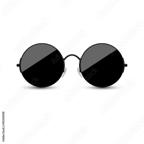 Black round glasses on a white background. Vector illustration.
