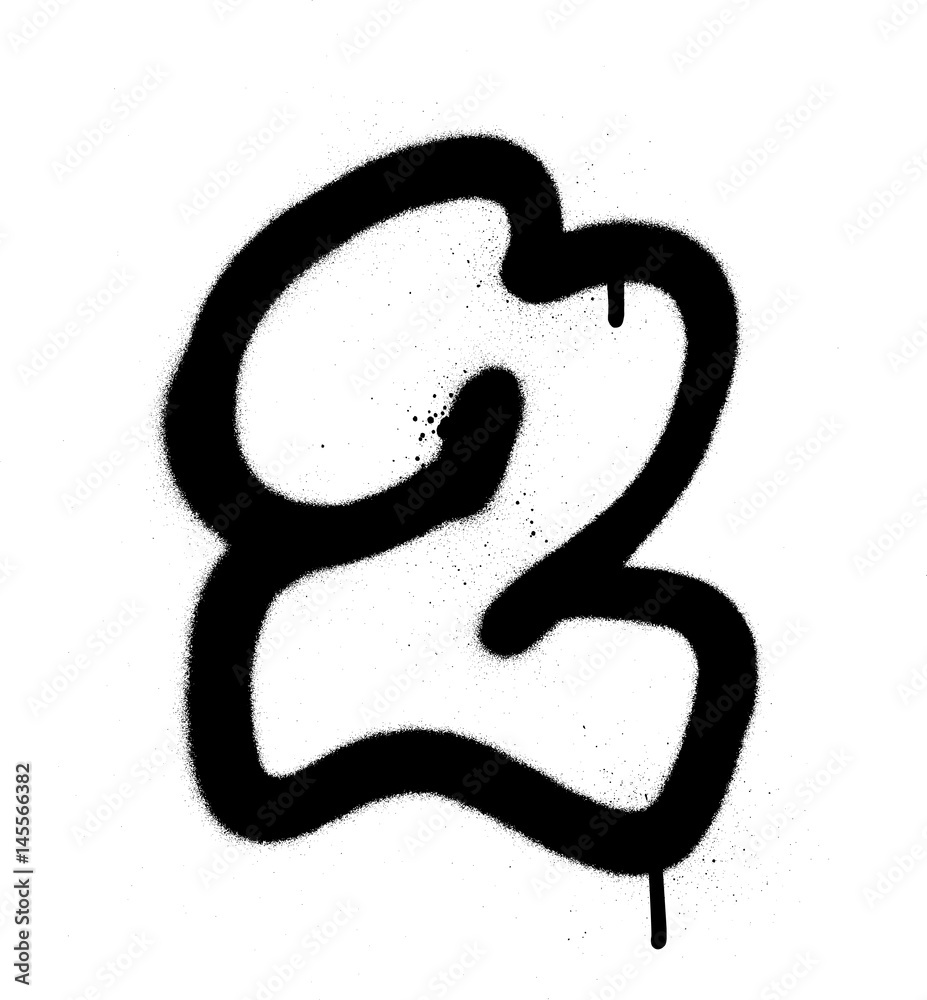 graffiti Bubble Font number 2 in black on white dripping Stock Vector