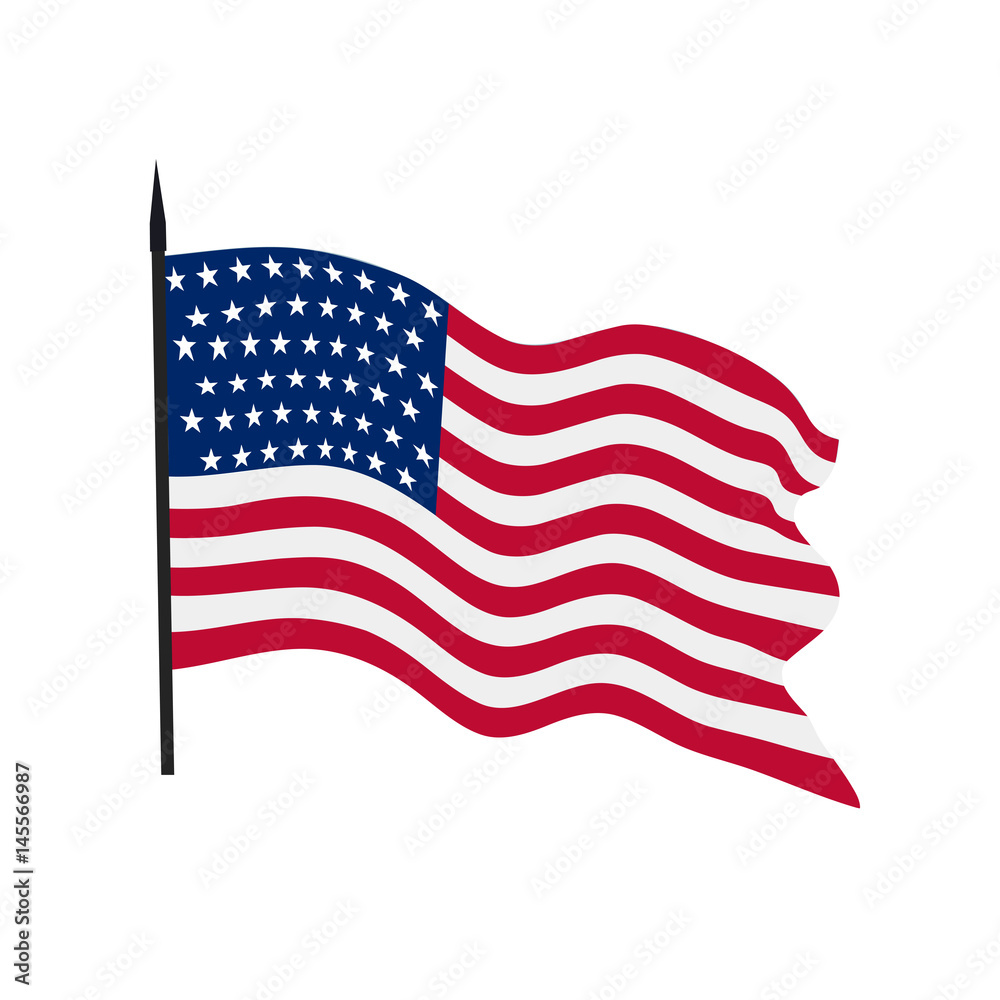 The developing flag of the USA on a white background.