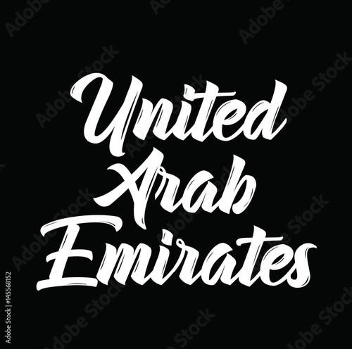 united arab emirates, text design. Vector calligraphy. Typography poster.