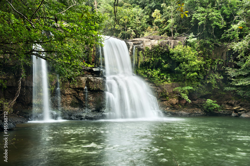 waterfall in  deep forest on mountain