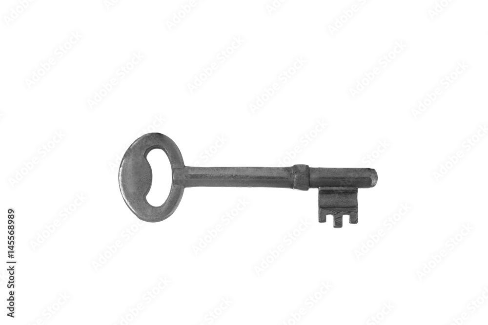 Old key isolated on white background, with clipping path. Old key isolated on white background, with clipping path.