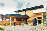 Building energy efficient passive wooden house.
