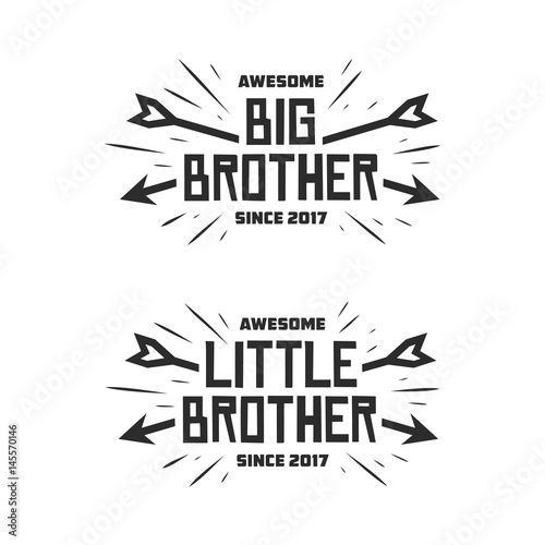 Big brother little brother typography print. Vector vintage illustration.