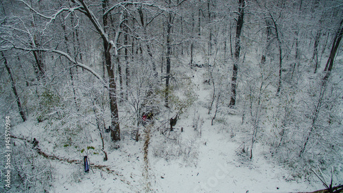 Life in the tipi at winter on Ural mountain photo