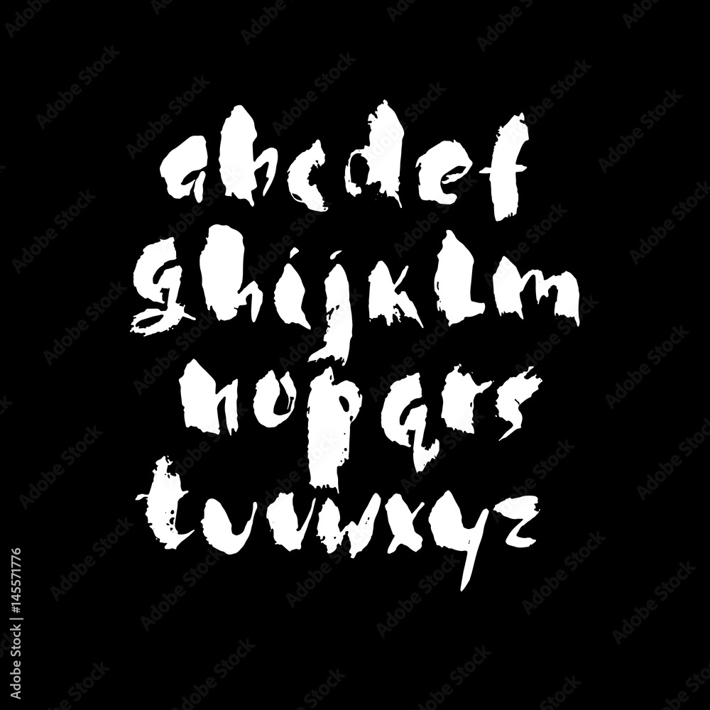 Hand drawn dry brush font. Modern brush lettering. Grunge style alphabet. Vector illustration. Hand drawn dry brush font. Modern brush lettering. Grunge style alphabet. Vector illustration.