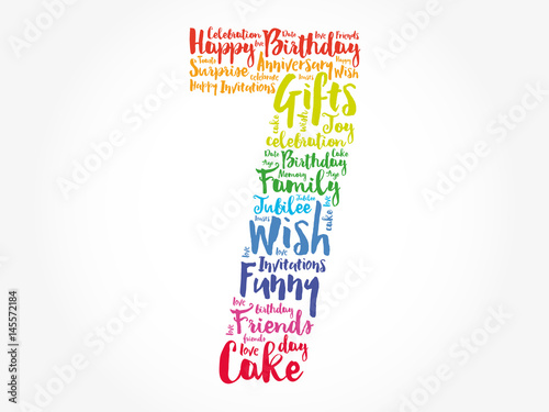 Photography Happy 7th birthday word cloud collage concept