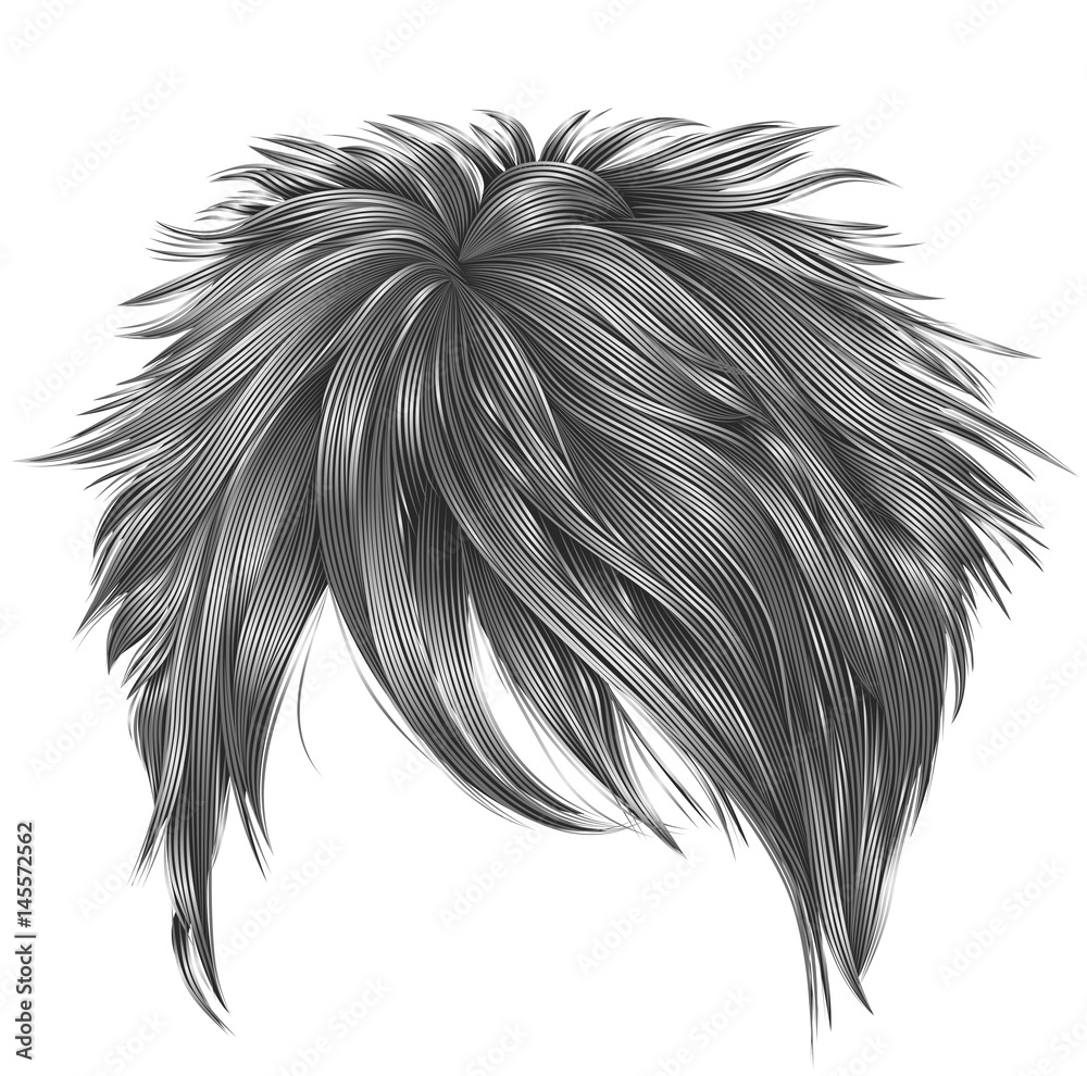 Obraz premium trendy woman short hairs gray colors . fringe . fashion beauty style . realistic 3d .