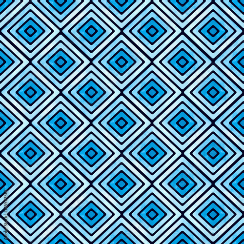 Seamless blue geometric pattern. Watercolor vector tribal texture. Vintage ethnic striped background. 