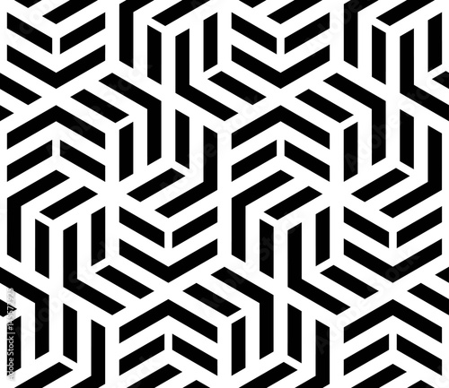 Vector seamless pattern. Modern stylish texture. Monochrome geometric pattern with hexagonal tiles