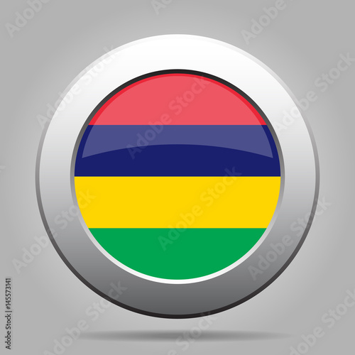 Flag of Mauritius. Shiny metal gray round button. Free Download Flag of Mauritius. Shiny metal gray round button. - GFXLoad