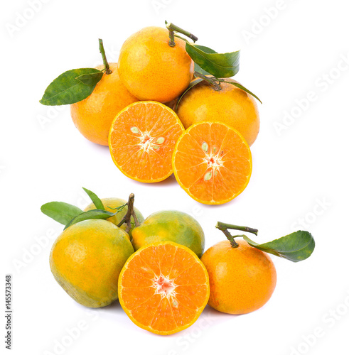 Whole and sliced orange isolated