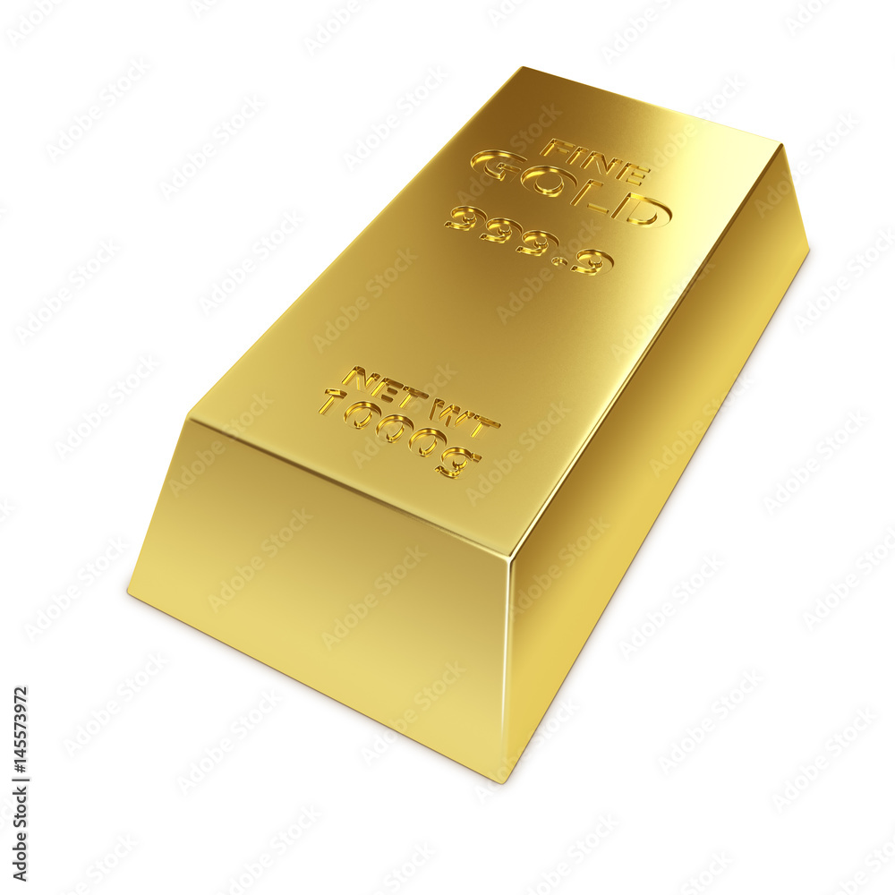 Gold ingot isolated on white background 3D illustration. Gold ingot isolated on white background 3D illustration.