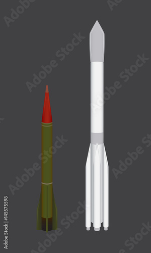 vector ballistic rocket and civilian on gray background. for design. isolate