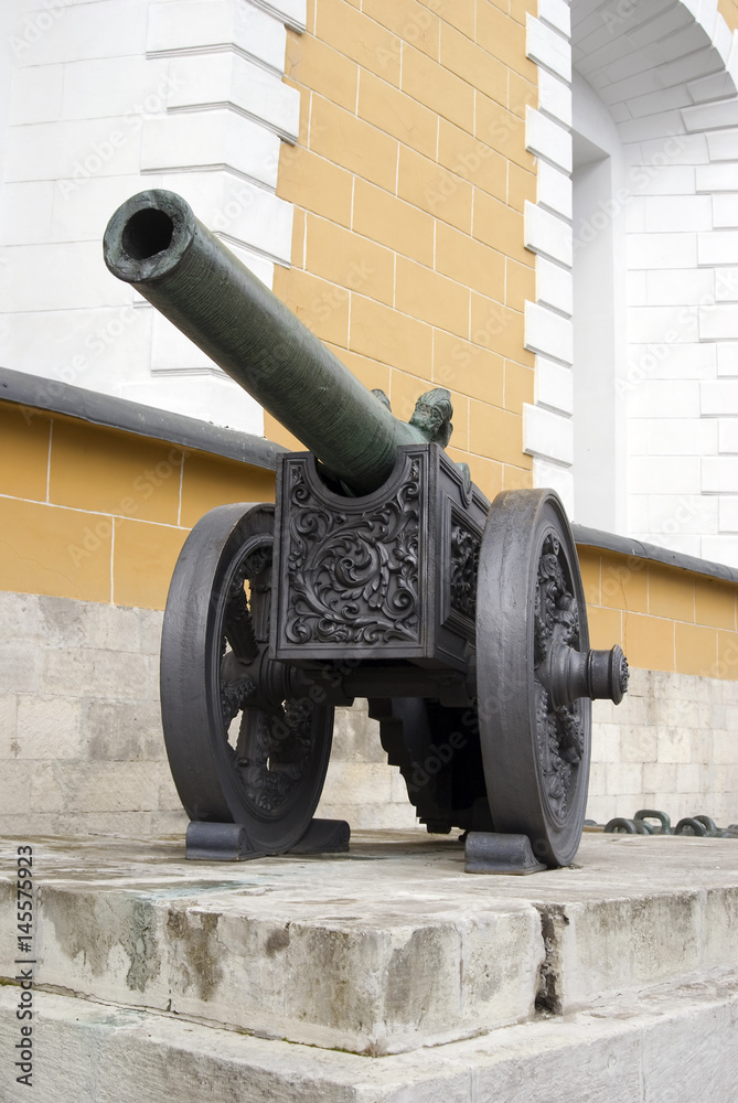 Old cannon shown in Moscow Kremlin. Color photo Old cannon shown in Moscow Kremlin. Color photo