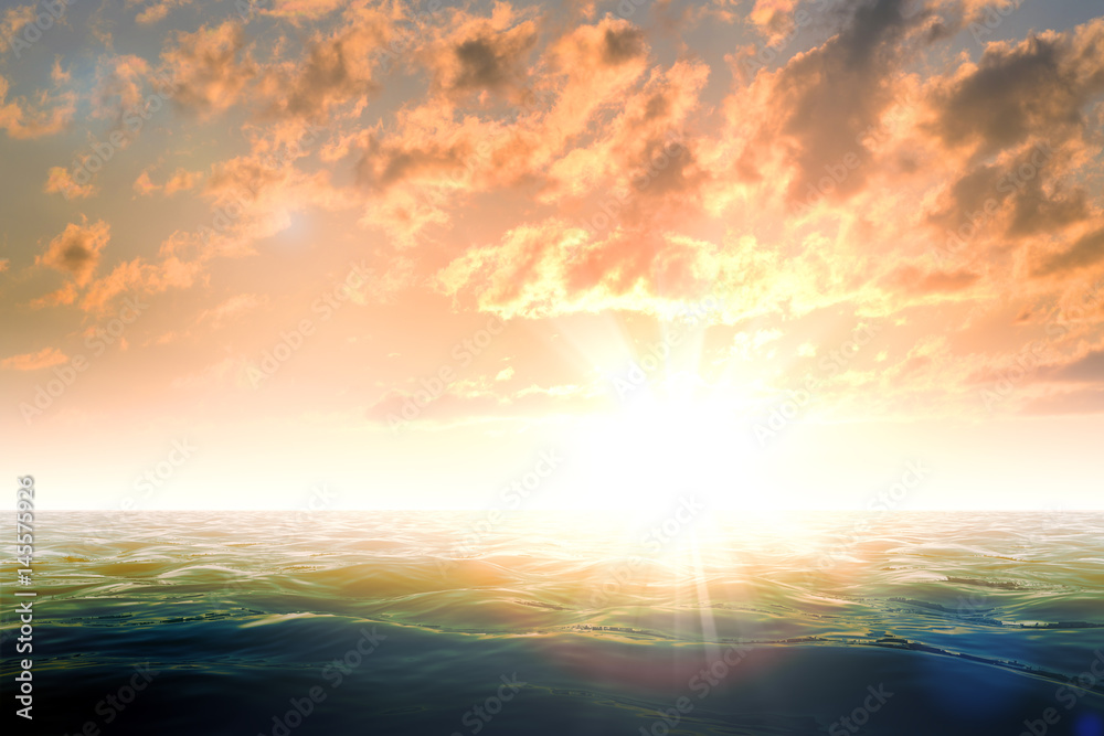 Beautiful sunset or sunrise at the sea