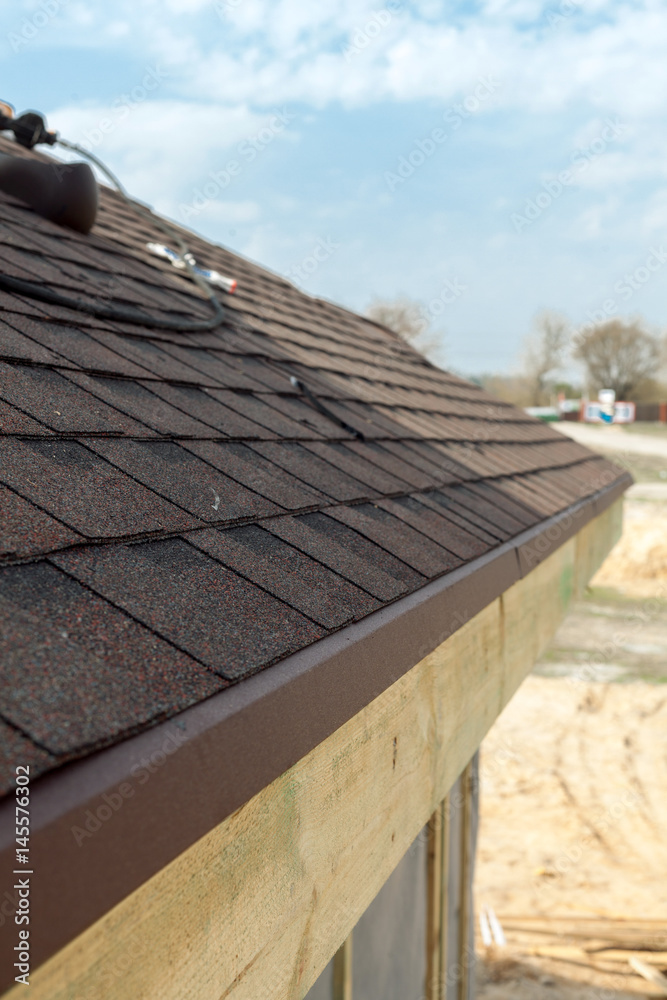 Closeup of asphalt roof shingles
