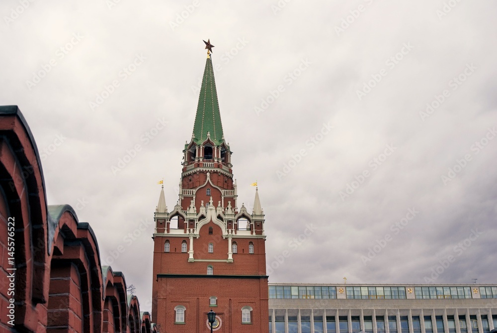 Moscow Kremlin. Trinity tower. Color photo