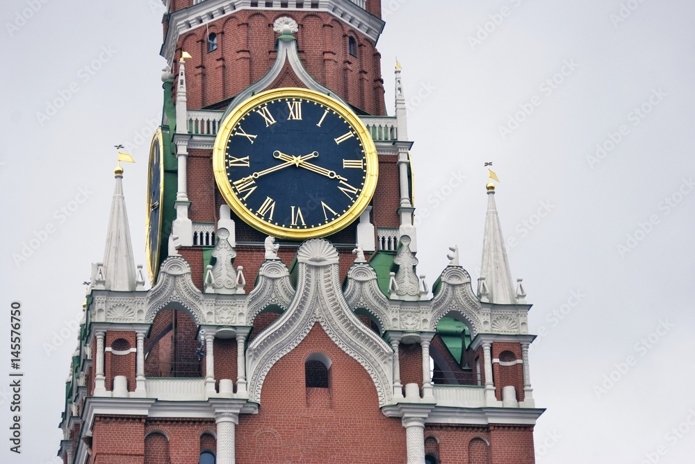 Moscow Kremlin. Spasskaya clock tower. Color photo