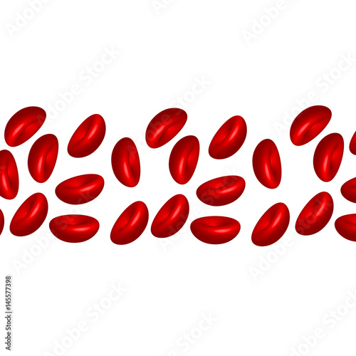 3D blood cells isolated on red background