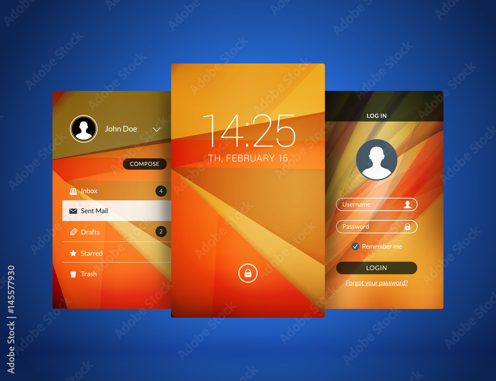 Mobile interface wallpaper design. Set of abstract vector backgrounds ...